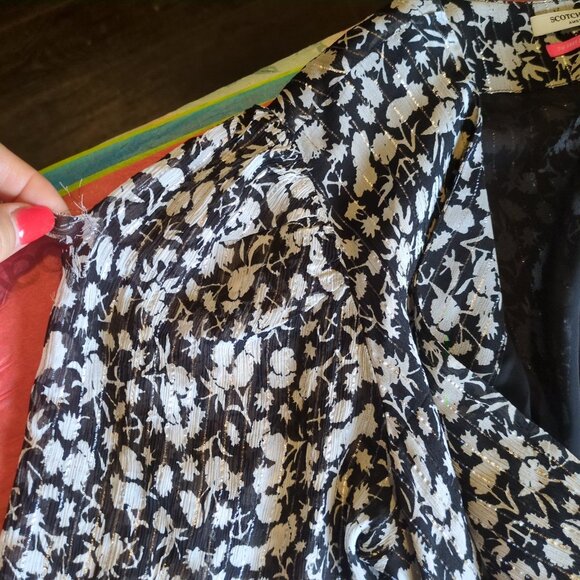 Scotch & Soda Maxi Dress Womens S Black White Shimmer Whimsical Fairy Luxury Y2K - Picture 9 of 9